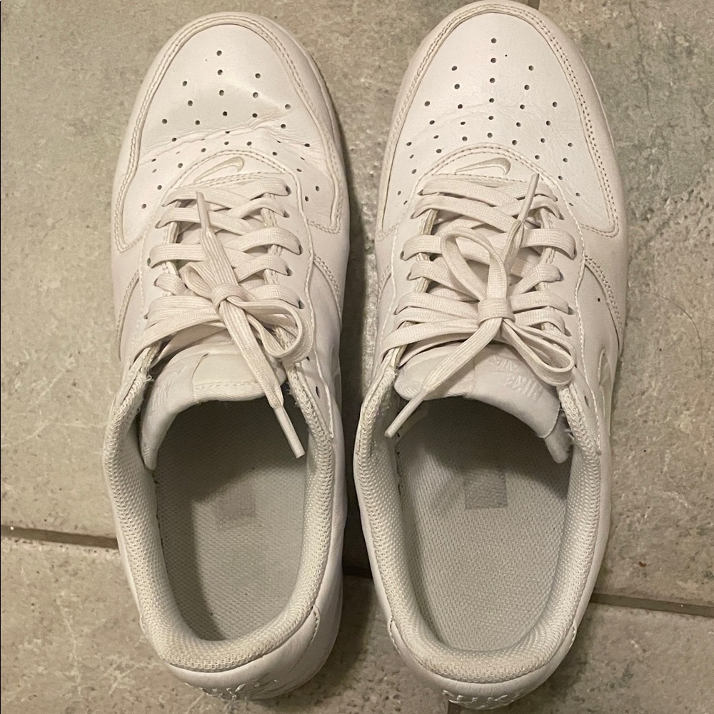 Classic All-White Men's Leather Sneakers